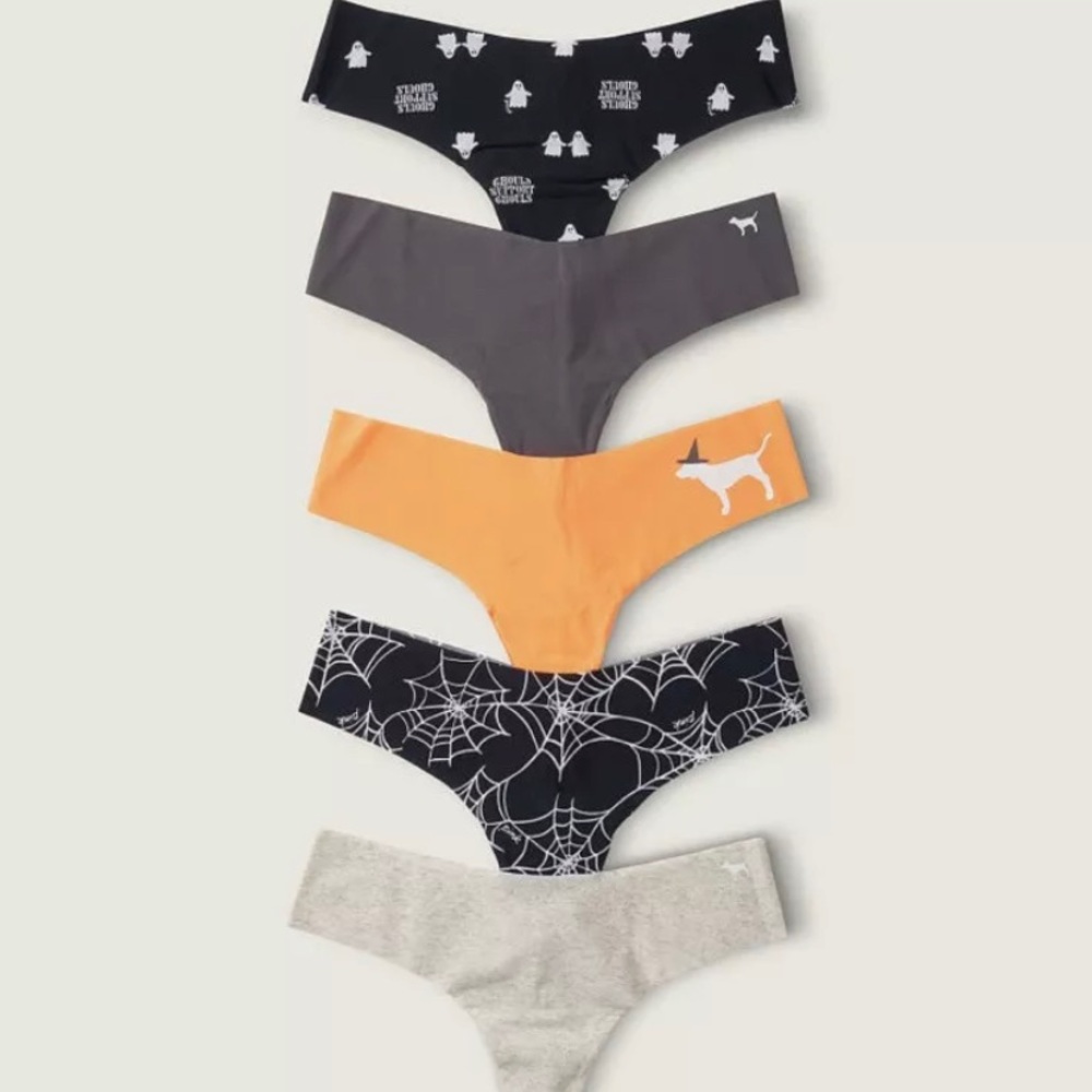 PINK Victoria’s Secret Halloween Thong Panties Underwear. New! 5 Pack. XS